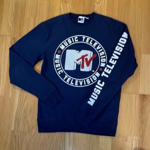 MTV Logo Crew Neck Navy Sweatshirt Size Small